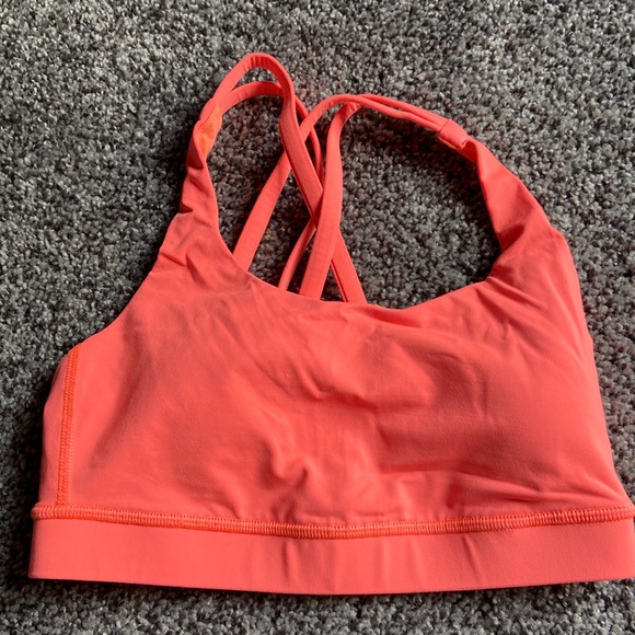 lululemon athletica Other - LULULEMON Women’s Energy Bra in Pop Orange with pads Size 4 EUC